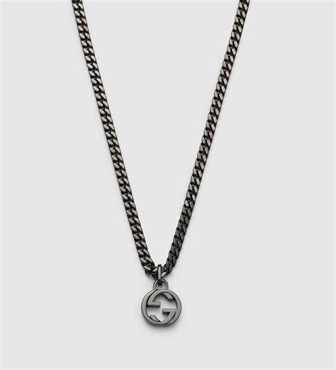 gucci neck chain|Gucci silver and onyx necklace.